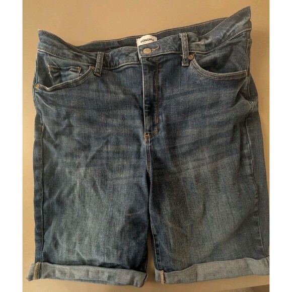 Sonoma Goods For Life Pants - Sonoma Goods For Life Bermuda Shorts Women 16 Blue Denim Cotton Cuffed High-Rise
